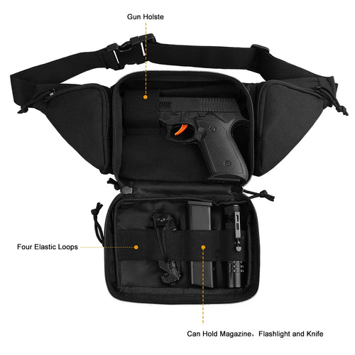 Hidden Pistol Waist Bag, Waist Bag with Cartridge Clip Pouch